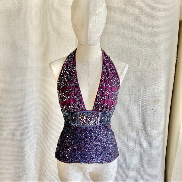 Reem Acra S Embellished Halter Sexy Party Top Pink - Picture 2 of 8